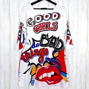 PLUS Pop Art Graphic Tshirt Short Dress